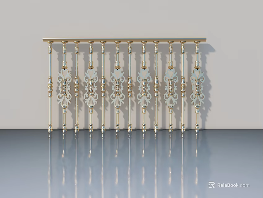 Intricately Carved Golden Swing Door Design For Modern Home Interiors 3d model 