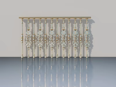 Intricately Carved Golden Swing Door Design For Modern Home Interiors 3d model