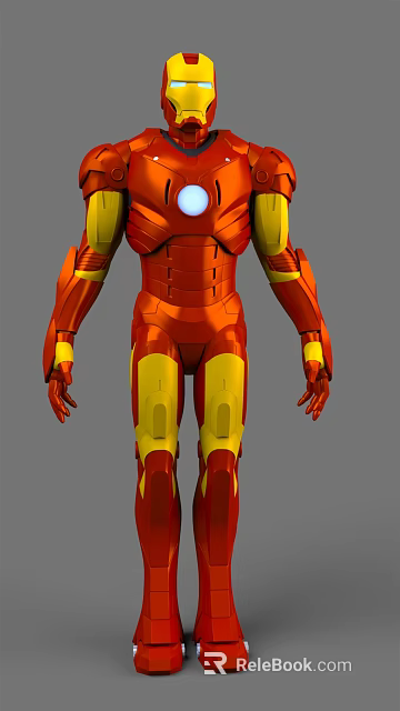 Iron Man Armor 3D Model With Red And Yellow Exterior Design Features 3d model