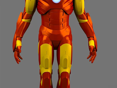 Iron Man Armor 3D Model With Red And Yellow Exterior Design Features 3d model