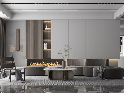 Modern sofa coffee table combination simple 3d model