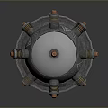 Futuristic Sci Fi Mechanical Device Design With Spherical Top Pipes And Spiral Base