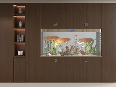 New Chinese Fish Tank Fish Tank Cabinet Hallway Fish Tank Cabinet Aquarium Cabinet 3d model