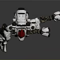 White Armored Mech Character Featuring Red Head And Glowing Mechanical Elements 3d model