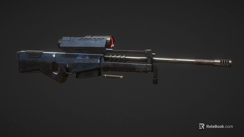 Pneumatic Model Gun With Red Dot Sight And Metallic Structure Design 3d model