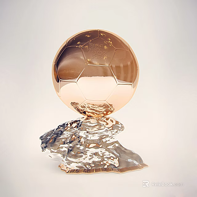 Modern Decorative Ornament Set With Golden Soccer Ball And Transparent Crystal Base 3d model 