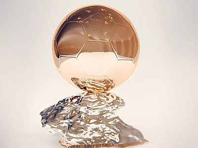 Modern Decorative Ornament Set With Golden Soccer Ball And Transparent Crystal Base 3d model