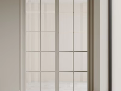Modern Interior Sliding Doors With Grid Glass Panels And White Frame Design 3d model