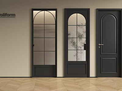 Modern Black Swing Doors Featuring Glass Panels And Solid Design Options For Home Interior 3d model