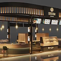DECON Specialty Store Interior With Display Cabinets Digital Screens And Warm Lighting