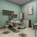 Modern Reception Area With Green Walls Potted Plant Sofa Chairs And Screens