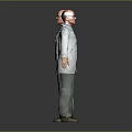 Two Bald Male Characters With Glasses Wearing Stained White Lab Coats Front Back Views
