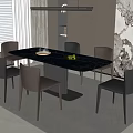 Elegant Modern Dining Table Set With Marble Top And Leather Chairs In Contemporary Interior 3d model