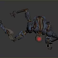 Game Movie Robot Character With Red Head Metal Body And Mechanical Joints