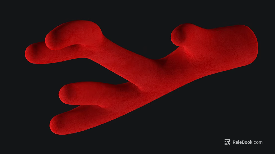 Decorative Red Animal Claw Shaped Wall Decor On Black Background 3d model