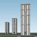 Modern Tall Residential Towers With Glass Facades Golden Accents And Green Trees