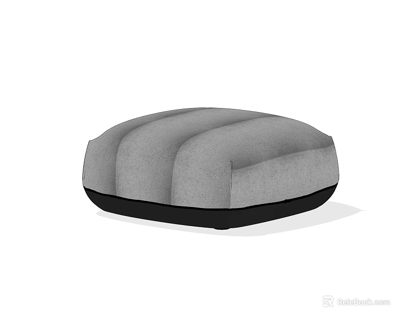 Modern Gray Upholstered Coffee Table With Curved Design And Black Base 3d model 