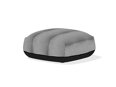 Modern Gray Upholstered Coffee Table With Curved Design And Black Base 3d model