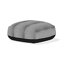 Modern Gray Upholstered Coffee Table With Curved Design And Black Base