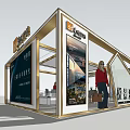 Modern Exhibition Booth Design With Golden Counter Glass Doors And Display Area