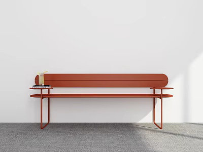 Modern Red Outdoor Chair With Sleek Design Against White Wall And Gray Carpet 3d model