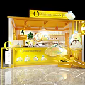 Lehuanpinguo Yellow Milk Tea Shop With Ice Cream Display Beverage Counter And Decorative Plants