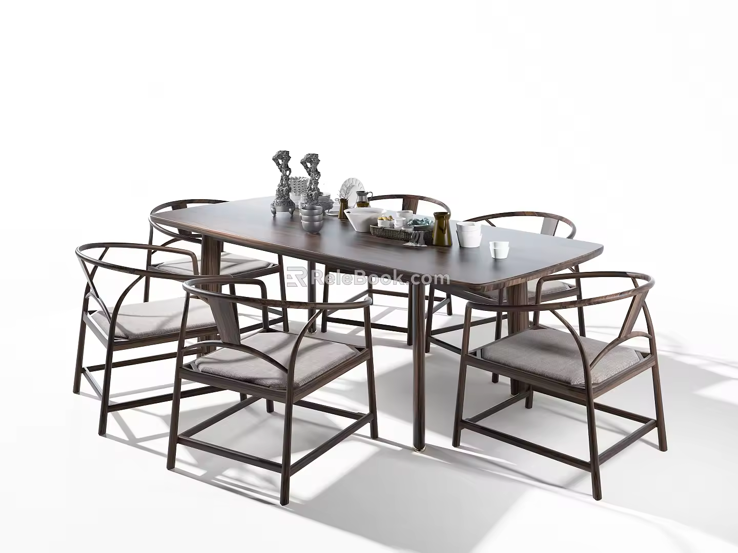 New Chinese Dining Table and Chair Combination Dining Table and Chair 3d model
