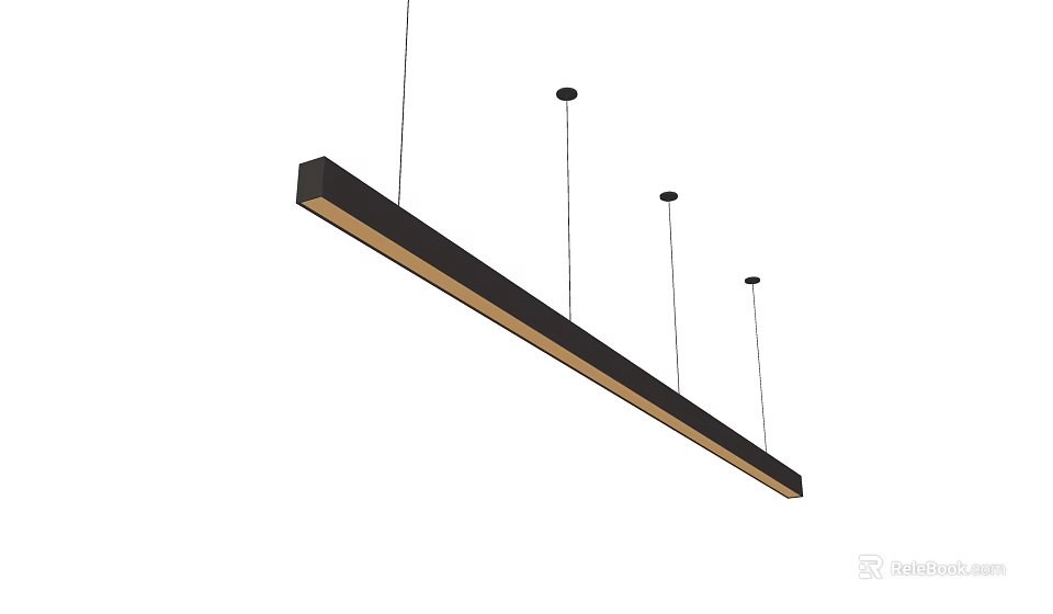 Sleek Long Chandelier with Hanging Wires and Linear Minimalist Design for Modern Home 3d model 