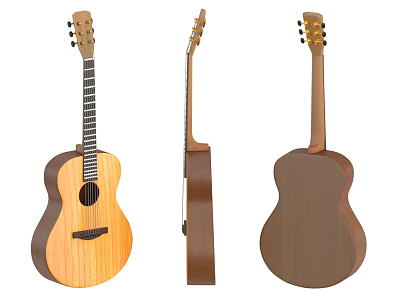 Detailed Wooden Acoustic Guitar Crafted Design Displayed In Various Angles And Views 3d model