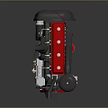 Small Construction Road Roller With Black Body Red Components And Yellow Base