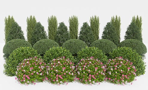 Modern shrub ball shrub tree green plant combination artificial construction green plant green belt flower bed grass plant fence combination plant yard wall combination 3d model