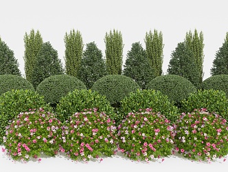 Modern shrub ball shrub tree green plant combination artificial construction green plant green belt flower bed grass plant fence combination plant yard wall combination 3d model