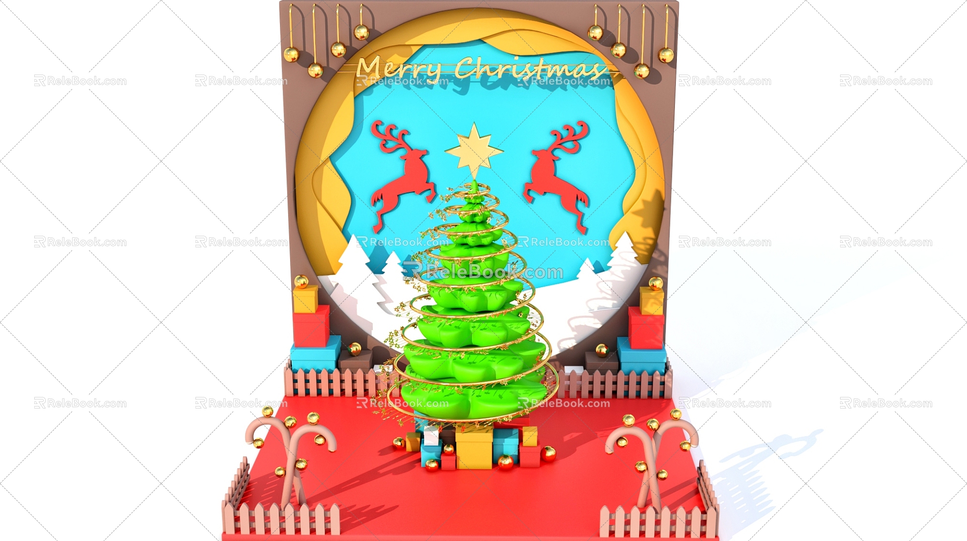 Christmas scene beautiful Chen decoration 3d model