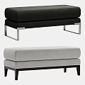 Modern Two Tone Upholstered Sofa Bench With Black Gray Cushion And Metal Legs