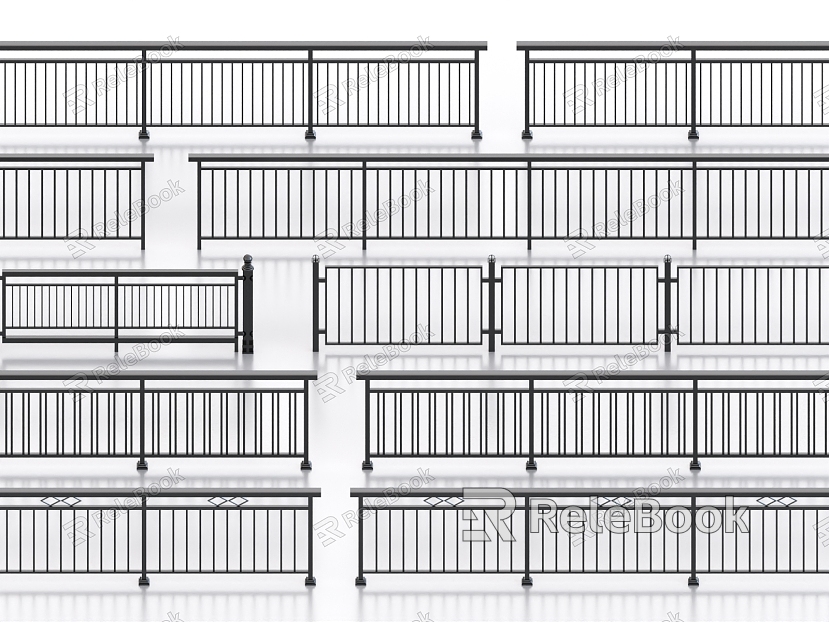 Railing Fence Guardrail Handrail Fence Iron Railing Fence Fence Wooden Railing model