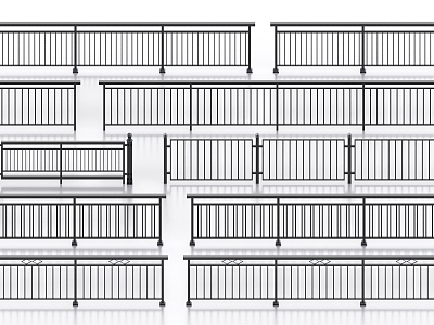 Railing Fence Guardrail Handrail Fence Iron Railing Fence Wooden Railing model