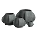 Gray Ceramic Vases In Different Sizes For Modern Home Decor 3d model