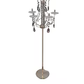 Tech Exhibition Hall Interior Featuring Floor Lamp With Multiple Disc Shades Crystal Decorations And Metal Stand