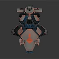 Futuristic Armored Watercraft With Modular Design Gray Orange Blue Color And Weapon System
