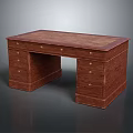 Traditional Dark Brown Wooden Desk With Multiple Drawers And Smooth Surface
