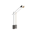 Modern Contemporary Floor Lamps With Brass Metal Frame Concrete Base And Circular Shades