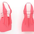 Pink Halter Neck Dress with Back Crisscross Straps and Flowy Fabric Details