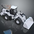 White Heavy Duty Wheel Loader With Front Bucket Large Tires And Cab
