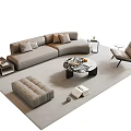 Modern Light Gray Sofa And Coffee Table Set With Ottoman Accent Chair And Side Table