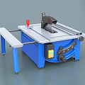 Industrial Table Saw With Blue Frame Worktable And Precision Cutting Function 3d model