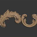 Elegant Plant Leaf Carving In Gold With Intricate Curved Patterns On Black Background