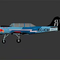 Blue Model Airplane With Red Propeller Wing Tips Black Tail And Transparent Cockpit