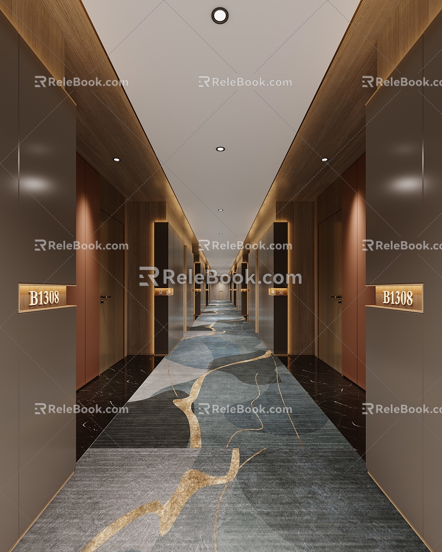 Modern Hotel Aisle 3d model