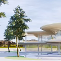 Cloud-shaped construction of modern observation platform 3d model