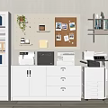 Modern Office Interior With Office Appliances Printers Scanners Filing Cabinets And Green Plants